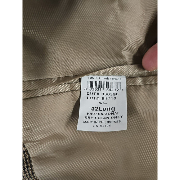 VTG Glen Check Plaid Lambswool Blazer Mens 42L Academia Elbow Patch Professor - Picture 9 of 11